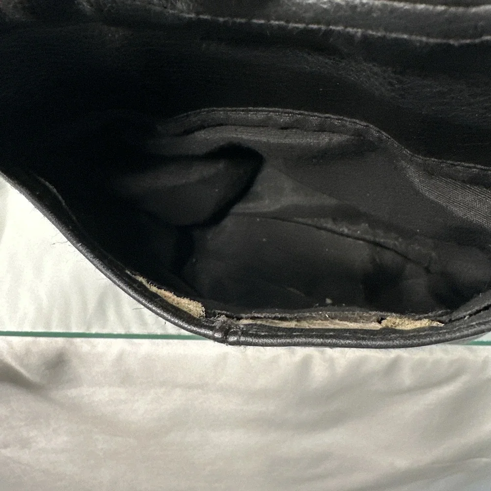 Hillard & Hanson Black Leather Backpack Multiple Pockets 90s Vintage Adjustable